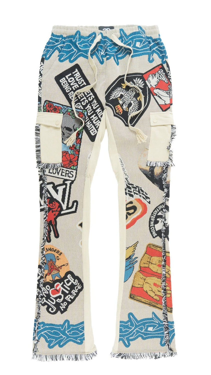 TEEK - F1755 Brave Heart Tapestry Stacked Pants - Oat PANTS TEEK MJ