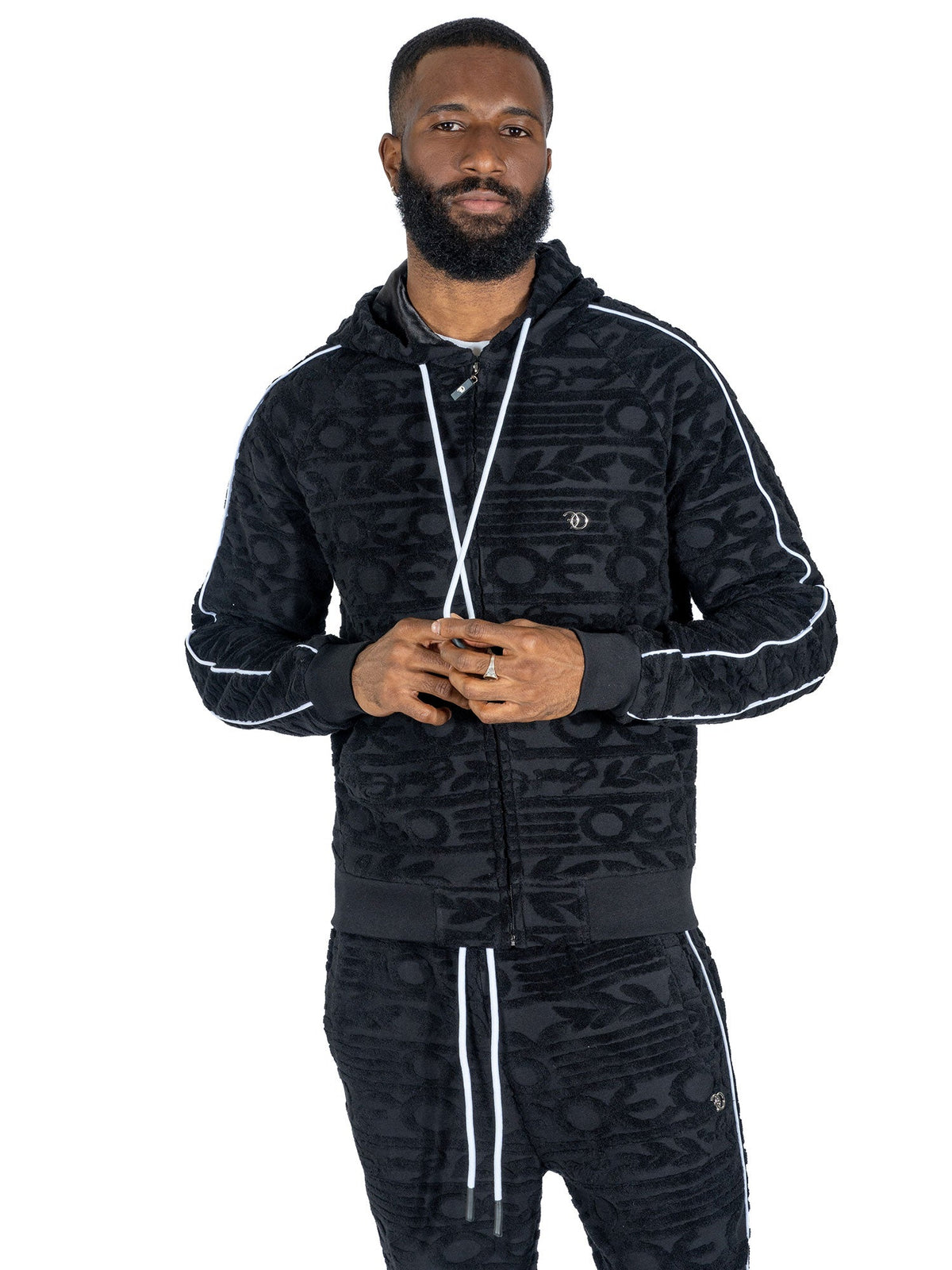 TEEK - F4378 Baroque Burn Out Terry Set - Black SET TEEK MJ