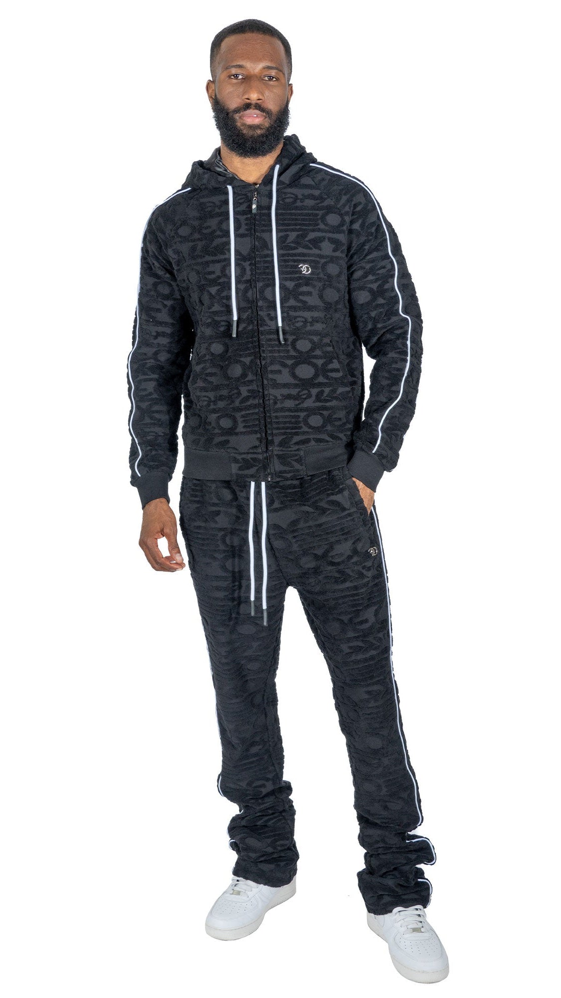 TEEK - F4378 Baroque Burn Out Terry Set - Black SET TEEK MJ