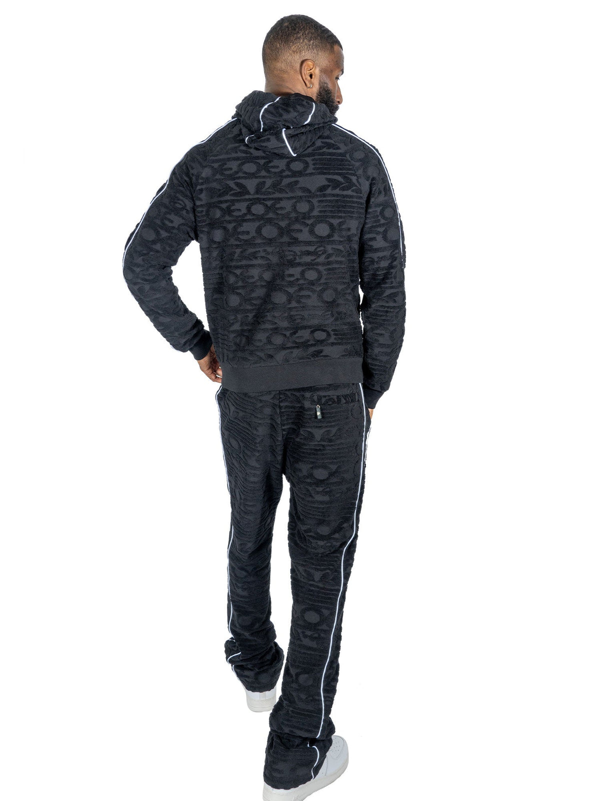 TEEK - F4378 Baroque Burn Out Terry Set - Black SET TEEK MJ