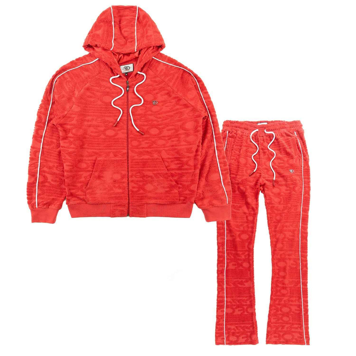 TEEK - F4378 Baroque Burn Out Terry Set - Red SET TEEK MJ S RED