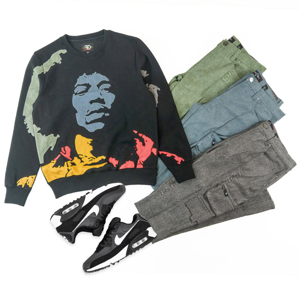 TEEK - F4789 Hendrix Crewneck Sweatshirt - Black TOPS TEEK MJ