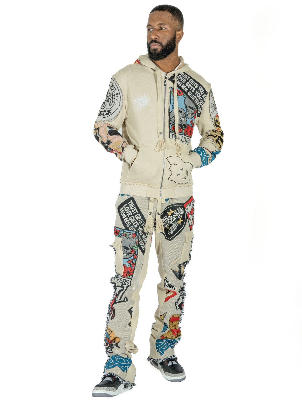 TEEK - F1755 Brave Heart Tapestry Stacked Pants - Oat PANTS TEEK MJ