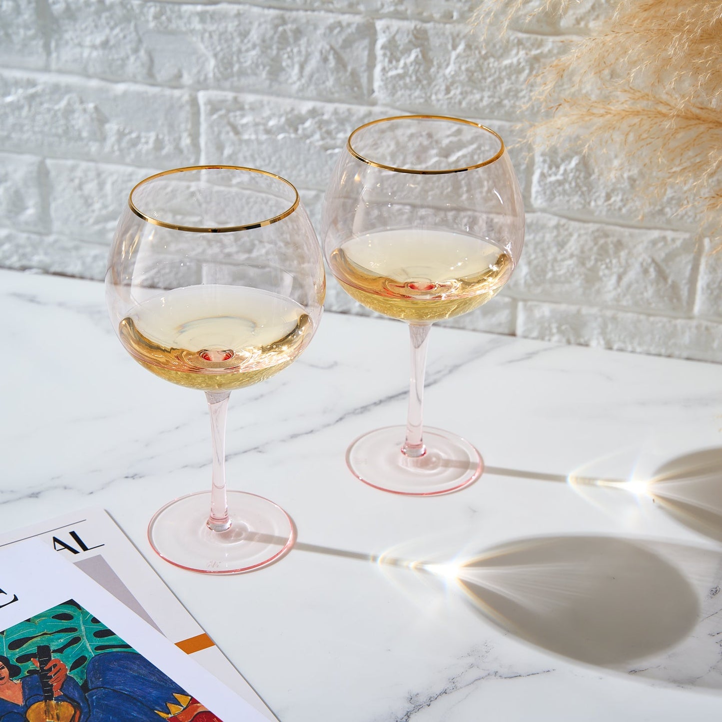 TEEK - Palazzo Stemmed Wine Glassware Set | Pink HOME DECOR TEEK KS