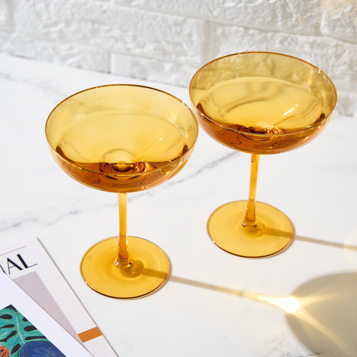 TEEK - Palazzo Champagne Coupe Cocktail Glassware Set | Yellow HOME DECOR TEEK KS