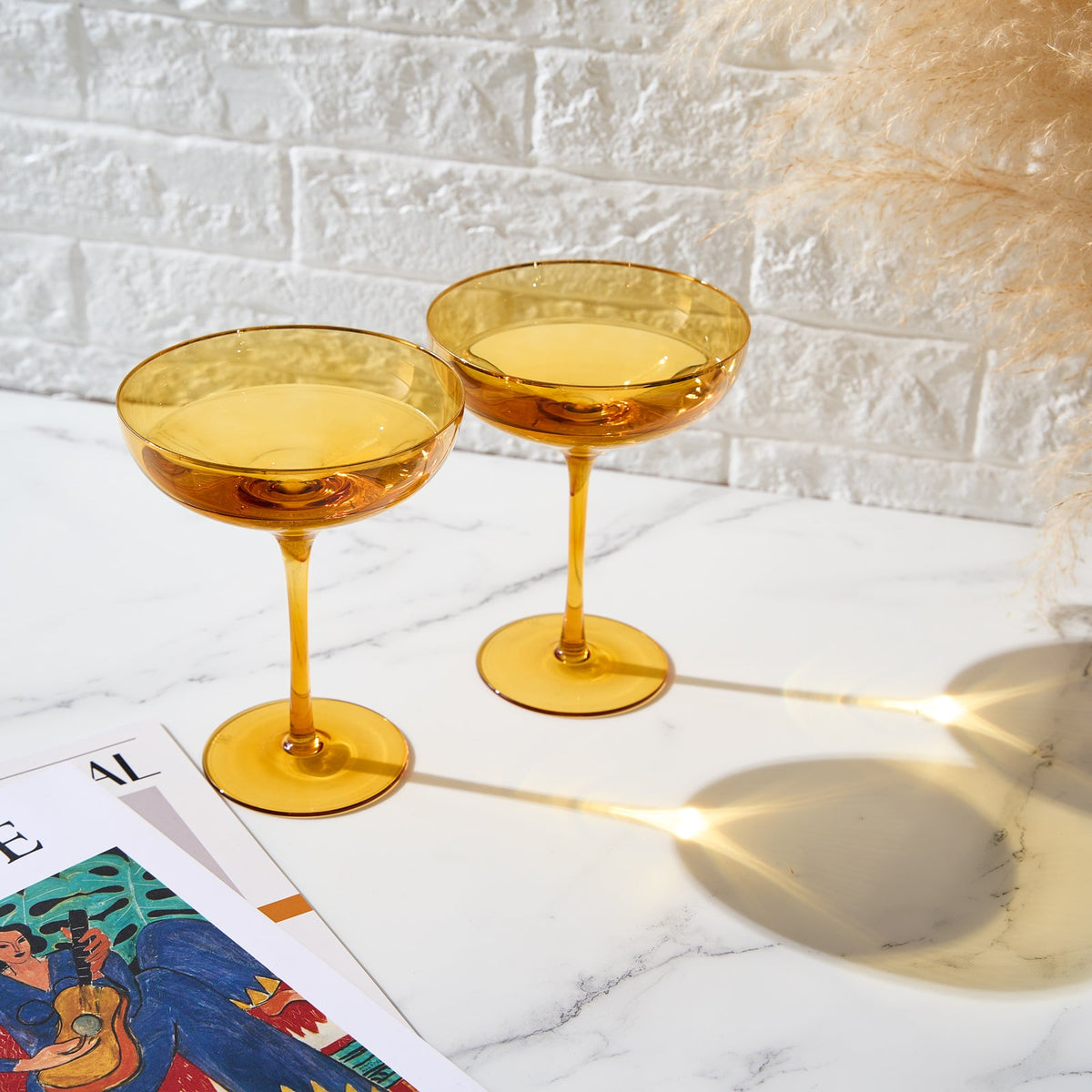 TEEK - Palazzo Champagne Coupe Cocktail Glassware Set | Yellow HOME DECOR TEEK KS