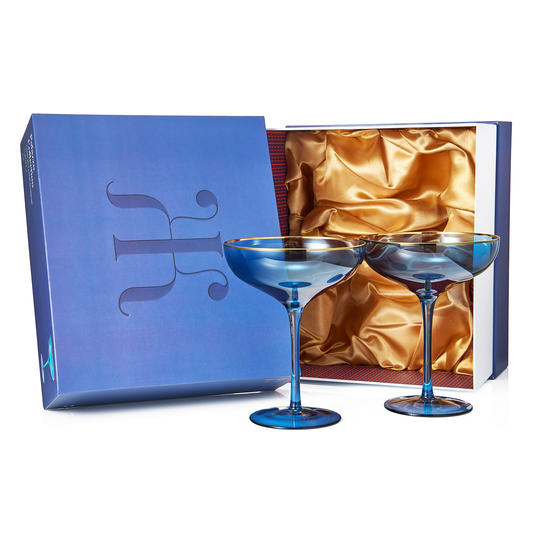 TEEK - Palazzo Champagne Coupe Cocktail Glassware Set | Blue HOME DECOR TEEK KS