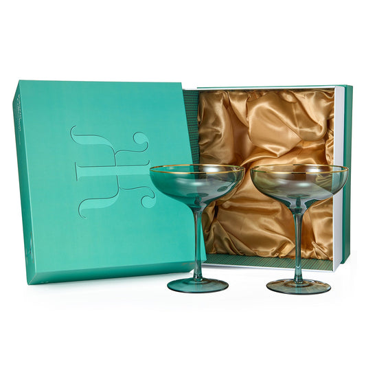TEEK - Palazzo Champagne Coupe Cocktail Glassware Set | Green HOME DECOR TEEK KS