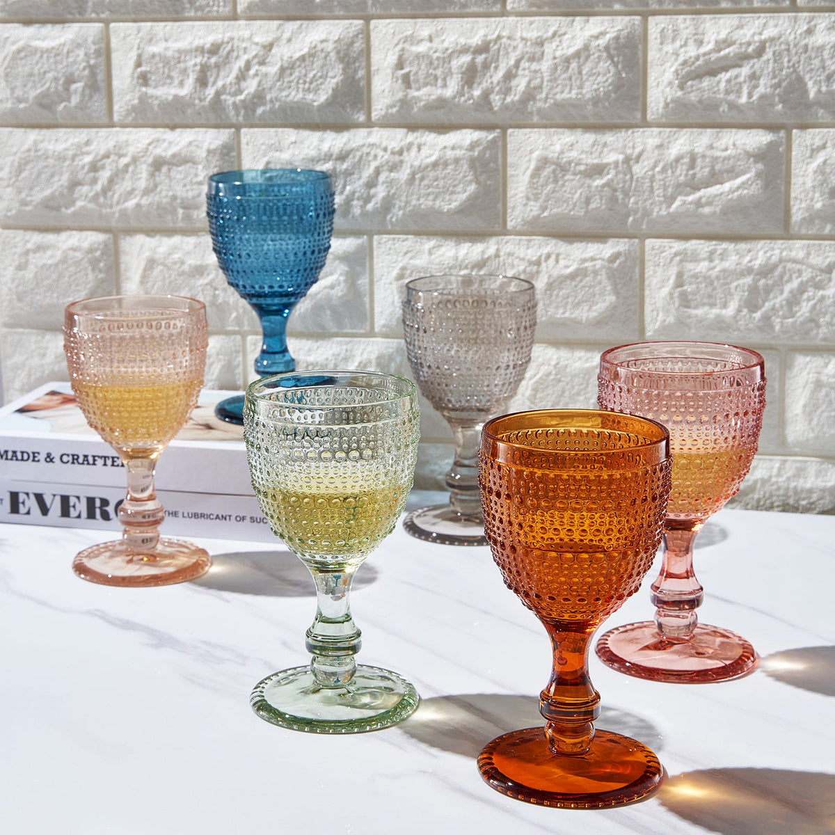 TEEK - Tonal Hobnail Goblet Stemmed Wine Glassware Set HOME DECOR TEEK KS