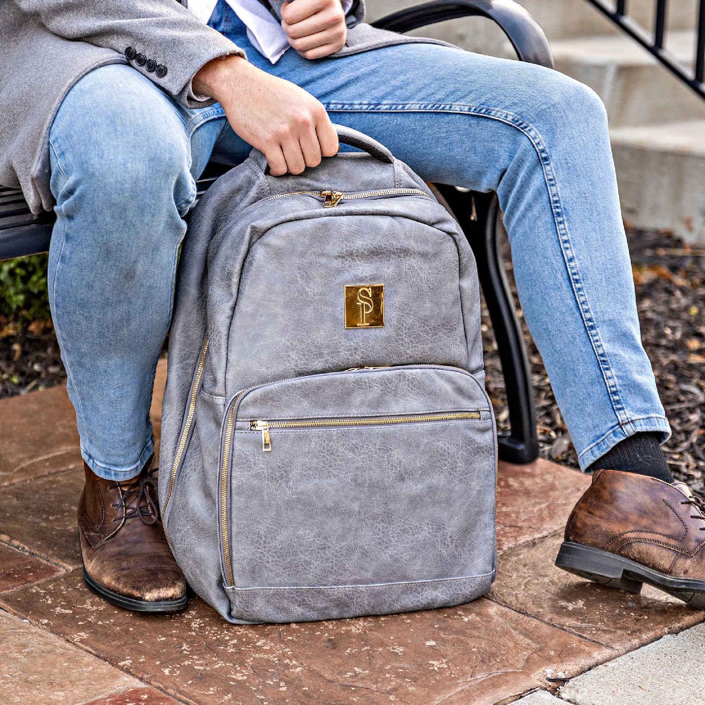 TEEK - Grey Leather Commuter Bag Commuter Bag Sole Premise