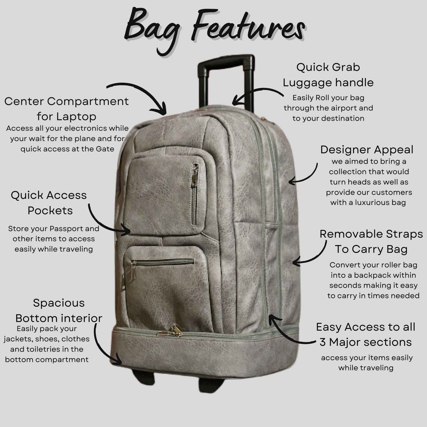 TEEK - Grey Leather Carry-On Roller Bag (Only 150 Made) BAG TEEK SP