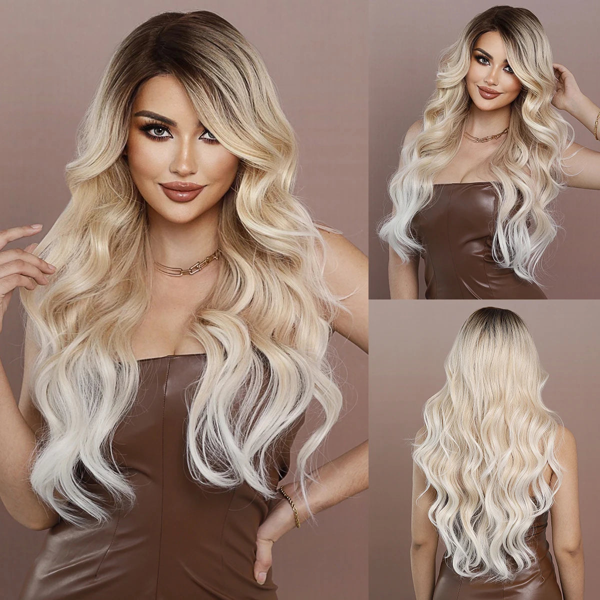 TEEK - Dark Rooted Lace Front Body Wavy Wigs HAIR theteekdotcom SZ5072-5