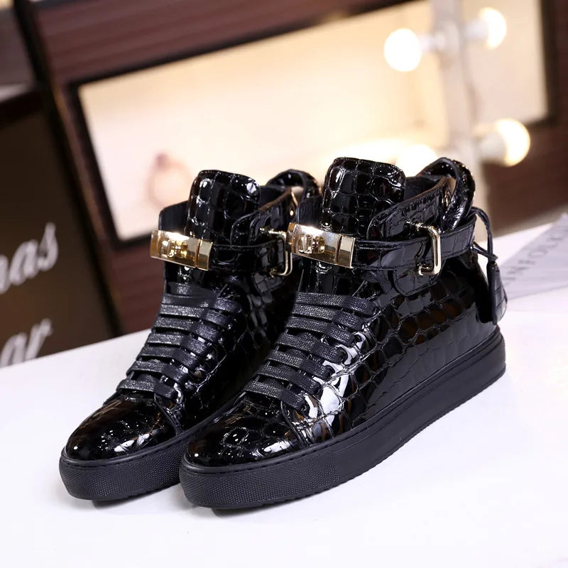 TEEK - Mens Embossed Crocodile High Top Sneakers SHOES theteekdotcom