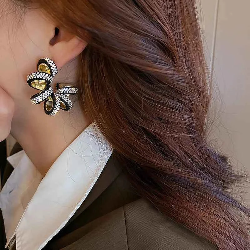 TEEK - Around C Shape Crystal Earrings JEWELRY theteekdotcom