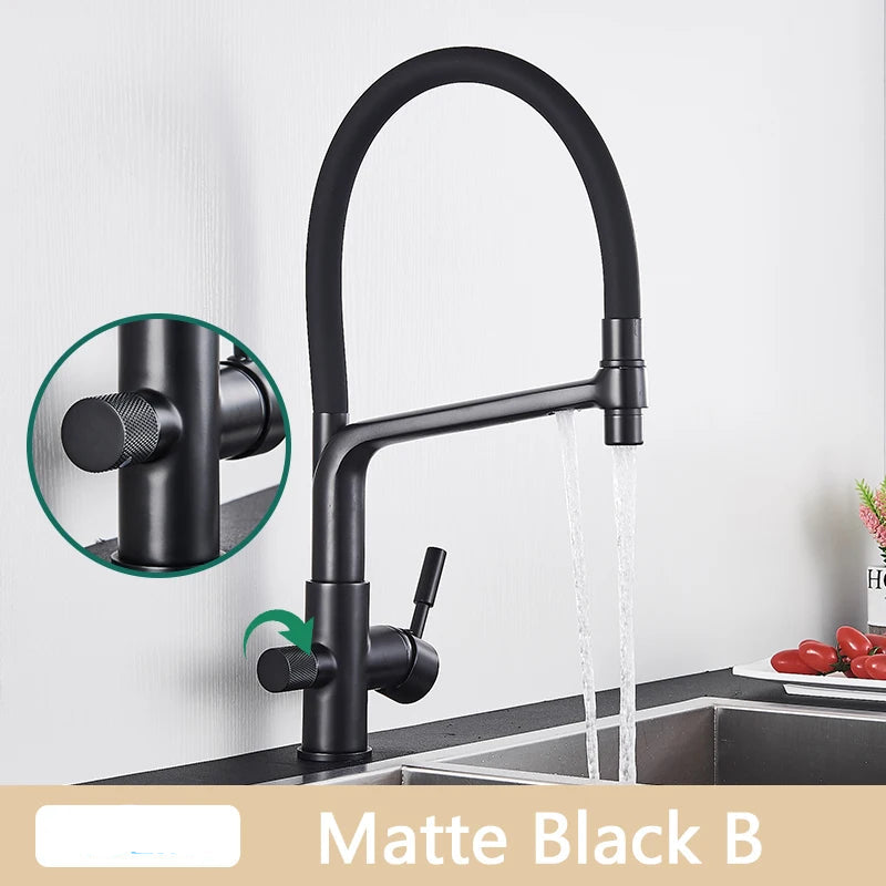 TEEK - Pull Down Purification Filter 360 Swivel Kitchen Faucet HOME DECOR theteekdotcom Matte Black B