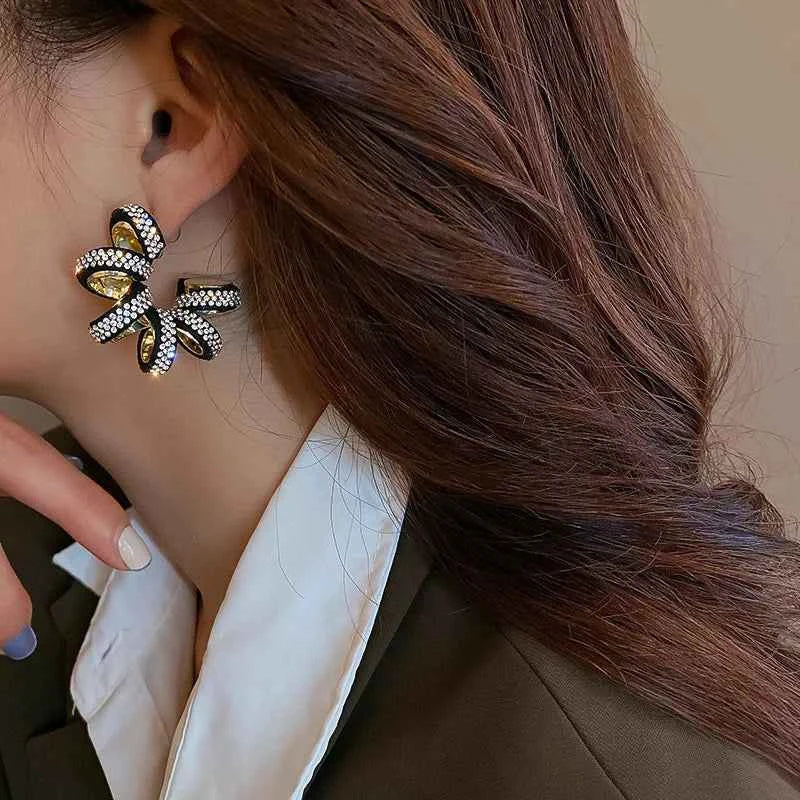 TEEK - Around C Shape Crystal Earrings JEWELRY theteekdotcom