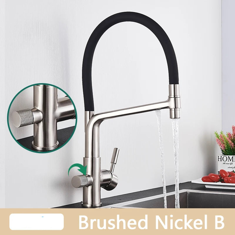 TEEK - Pull Down Purification Filter 360 Swivel Kitchen Faucet HOME DECOR theteekdotcom Brushed nickel B