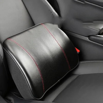 TEEK - Genuine Leather Automobile Pillows AUTO ACCESSORIES theteekdotcom black lumbar 1pcs