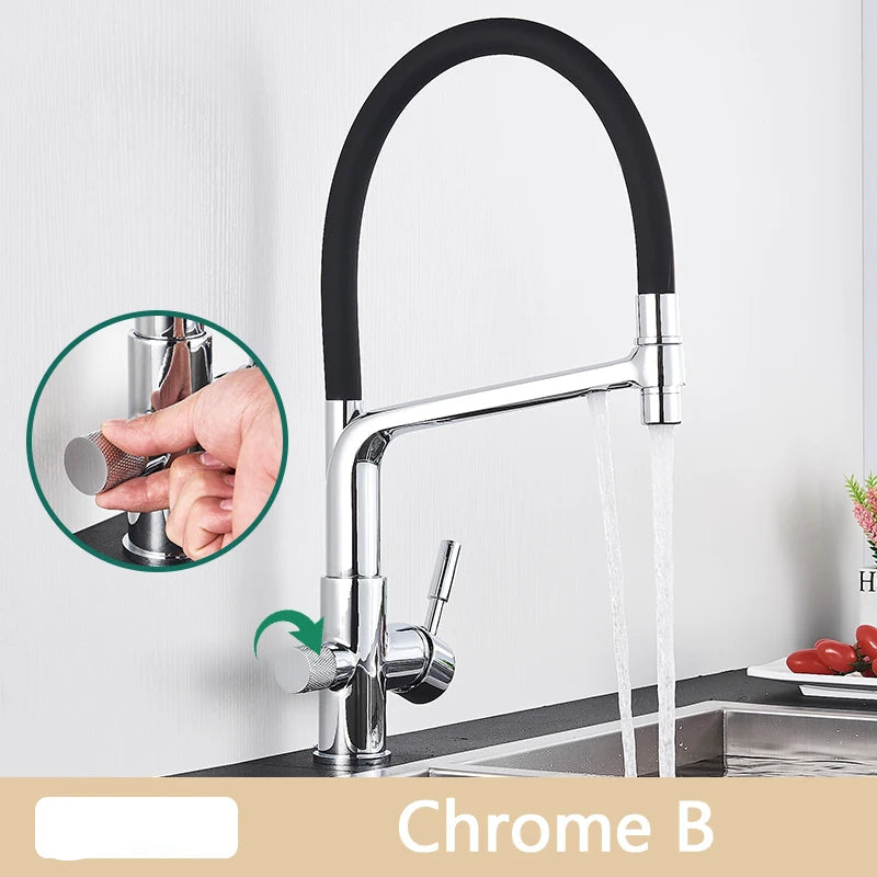TEEK - Pull Down Purification Filter 360 Swivel Kitchen Faucet HOME DECOR theteekdotcom Chrome B