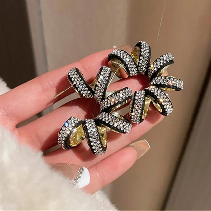 TEEK - Around C Shape Crystal Earrings JEWELRY theteekdotcom