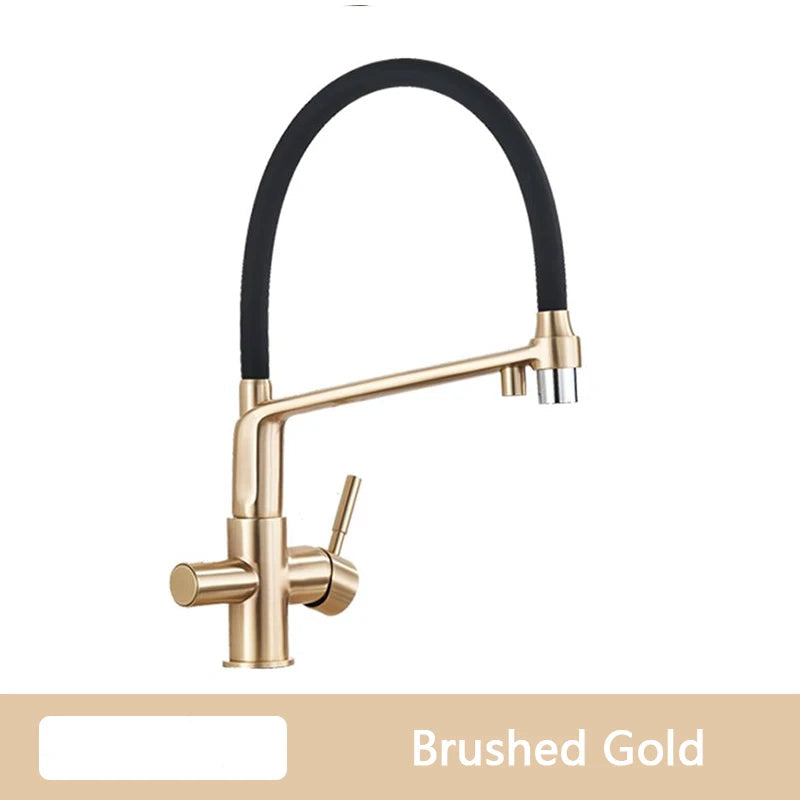 TEEK - Pull Down Purification Filter 360 Swivel Kitchen Faucet HOME DECOR theteekdotcom Brushed Golden