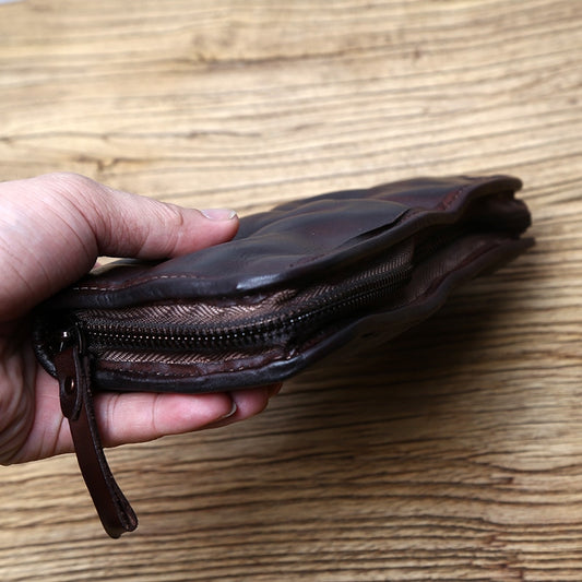 TEEK - Vintage Handmade Mens Leather Zipper Wallet BAG theteekdotcom