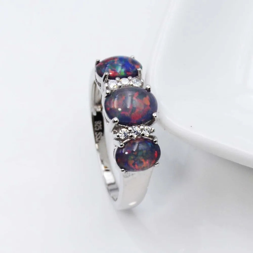 TEEK - 925 Sterling Silver Black Opal Ring JEWELRY theteekdotcom