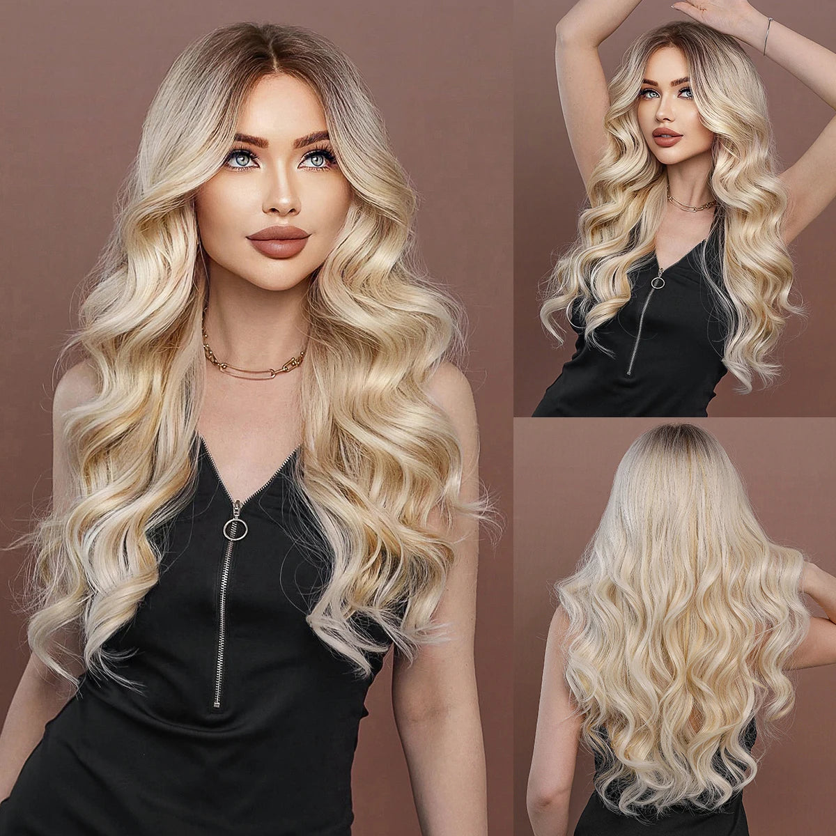 TEEK - Dark Rooted Lace Front Body Wavy Wigs HAIR theteekdotcom SZ5073-1