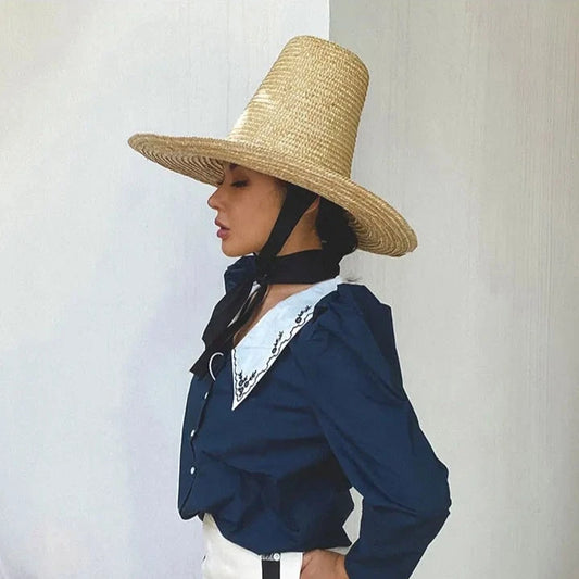 TEEK - Tall Natural Wheat Straw Hat HAT theteekdotcom