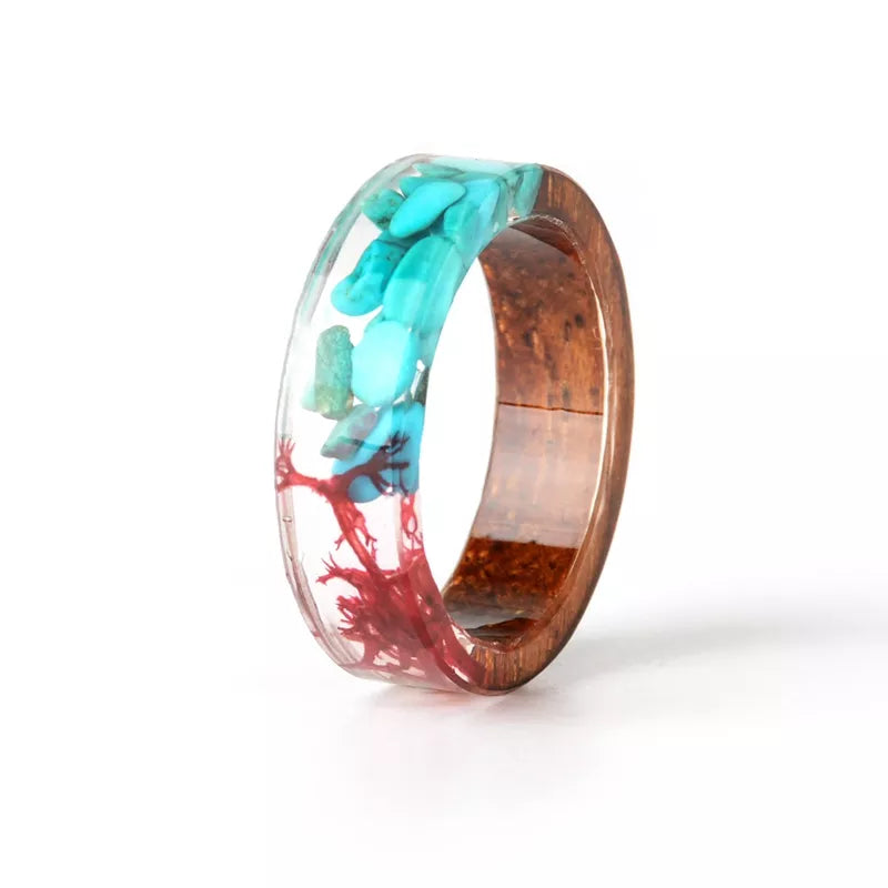 TEEK - Wood Resin Handmade Dried Flower Ring JEWELRY theteekdotcom