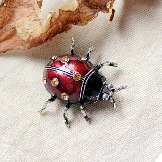 TEEK - Red Enamel Ladybug Beetle Brooch JEWELRY theteekdotcom