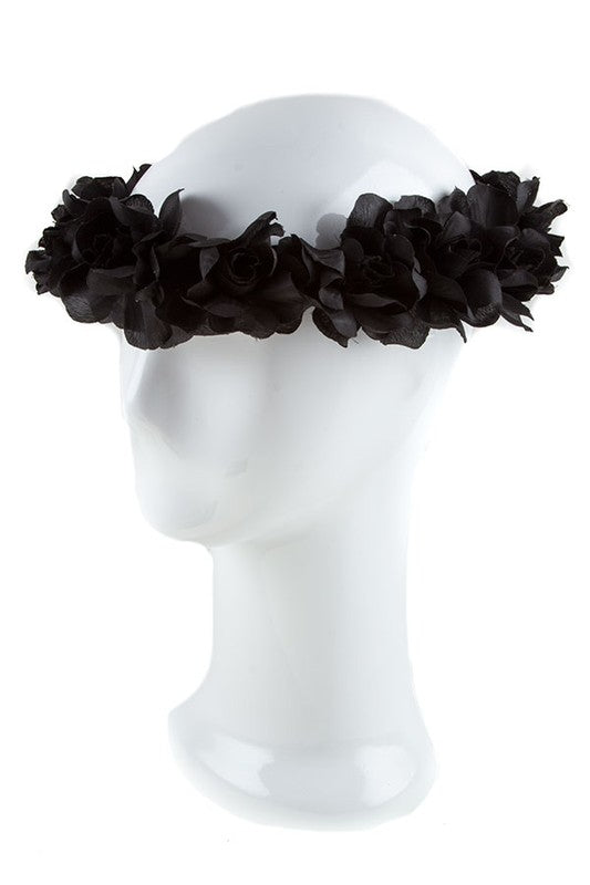 TEEK - BLACK FLORAL HEAD CROWN HEADBAND TEEK FG BLACK