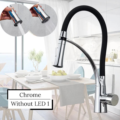 TEEK - LED Swivel Pull Down Kitchen Faucet Sink HOME DECOR theteekdotcom Chrome without LED 1