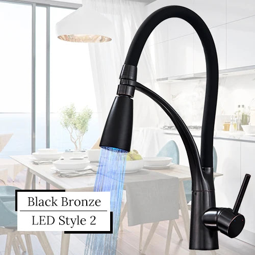 TEEK - LED Swivel Pull Down Kitchen Faucet Sink HOME DECOR theteekdotcom Black LED Style 2