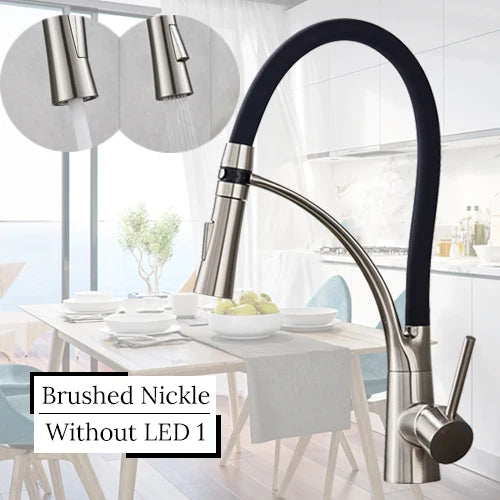 TEEK - LED Swivel Pull Down Kitchen Faucet Sink HOME DECOR theteekdotcom Brushed nickle