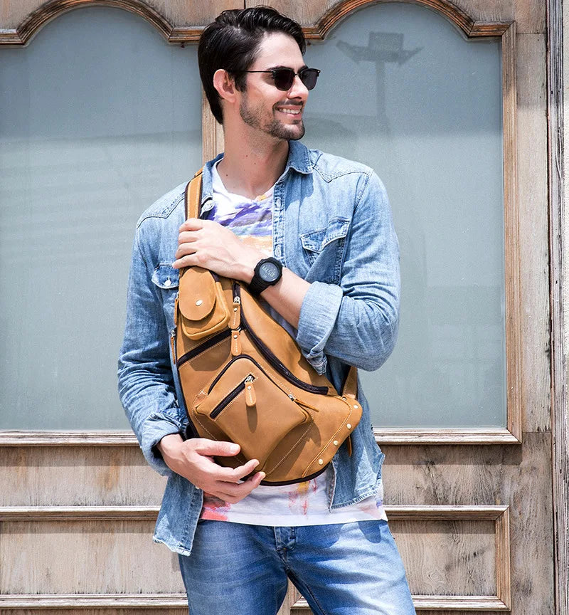 TEEK - Large Size Genuine Leather Single Shoulder Backpack BAG theteekdotcom