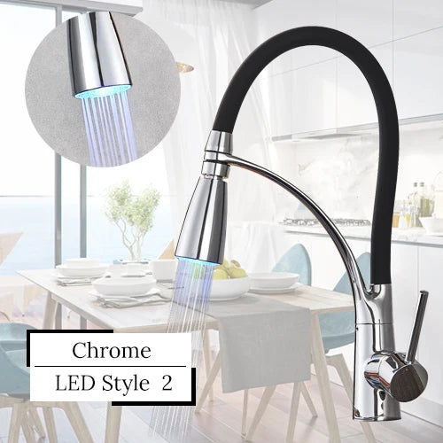 TEEK - LED Swivel Pull Down Kitchen Faucet Sink HOME DECOR theteekdotcom Chrome LED Style 2