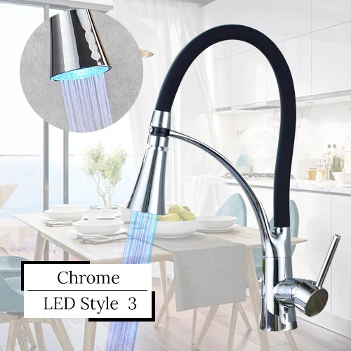 TEEK - LED Swivel Pull Down Kitchen Faucet Sink HOME DECOR theteekdotcom Chrome LED Style 3