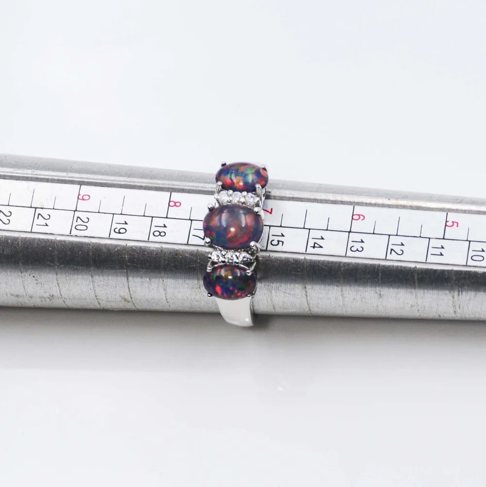 TEEK - 925 Sterling Silver Black Opal Ring JEWELRY theteekdotcom