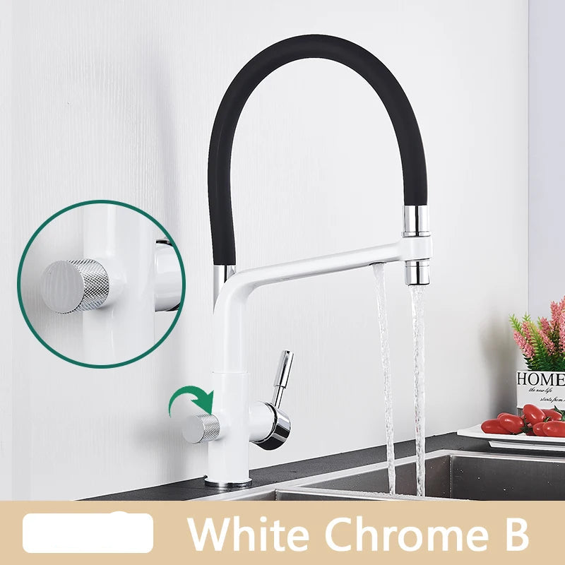 TEEK - Pull Down Purification Filter 360 Swivel Kitchen Faucet HOME DECOR theteekdotcom White Chrome B