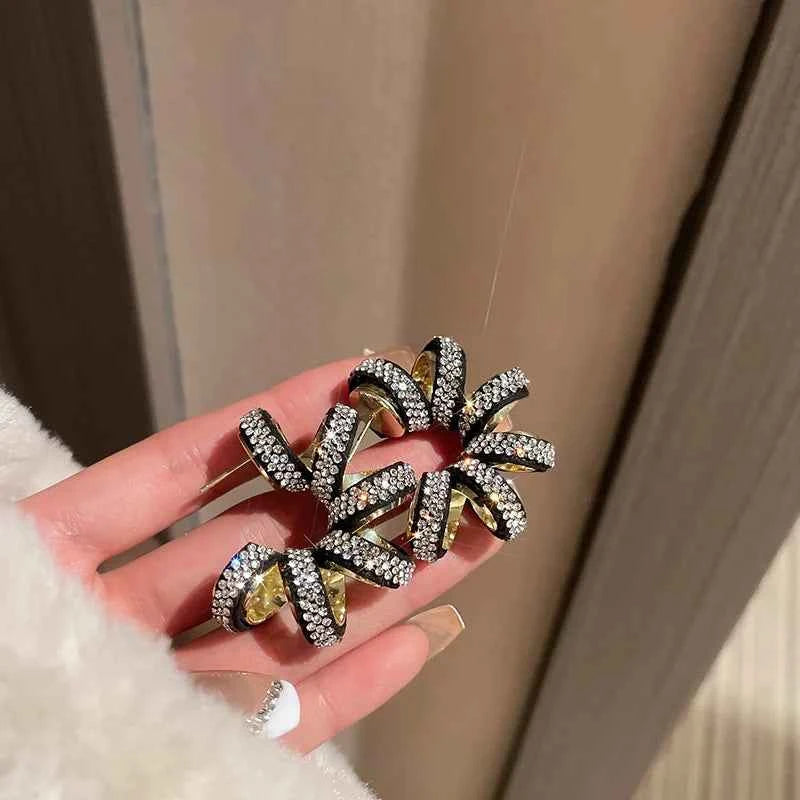 TEEK - Around C Shape Crystal Earrings JEWELRY theteekdotcom