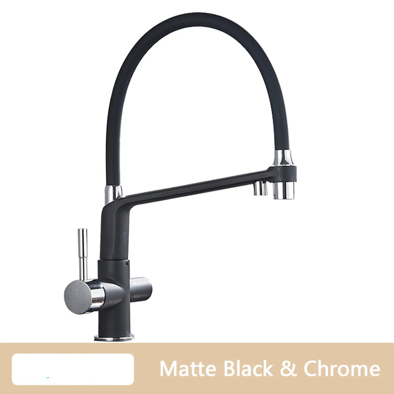 TEEK - Pull Down Purification Filter 360 Swivel Kitchen Faucet HOME DECOR theteekdotcom Black Chrome