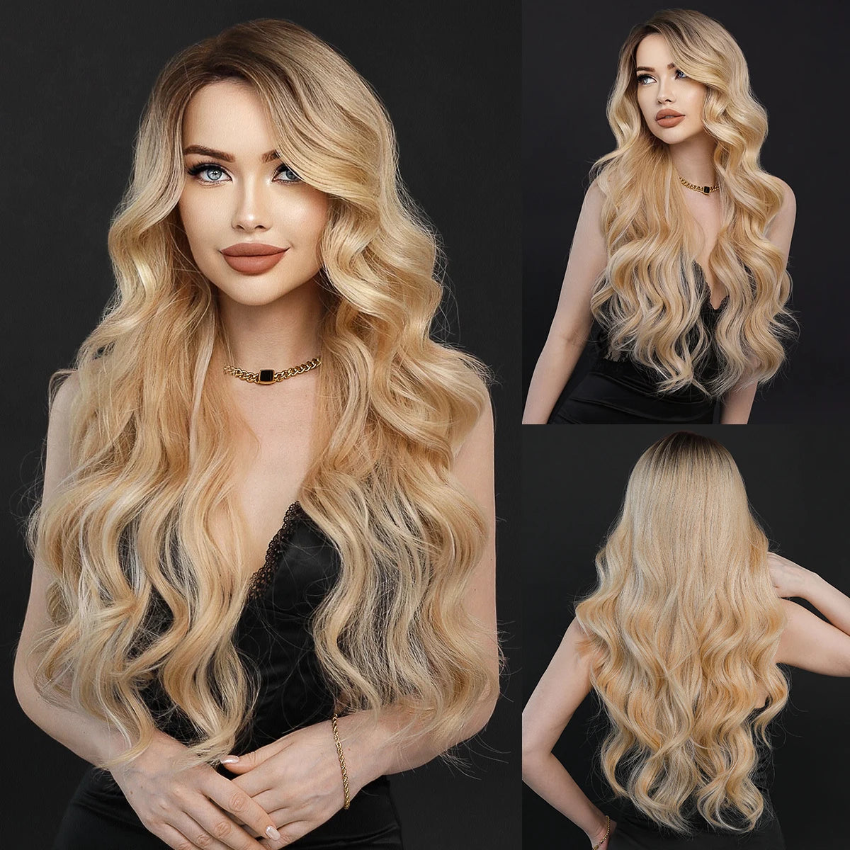 TEEK - Dark Rooted Lace Front Body Wavy Wigs HAIR theteekdotcom SZ5072-2