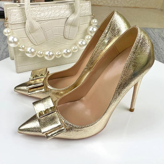 TEEK - Golden Show Bow Pumps SHOES theteekdotcom 3.15in/8cm 5.5