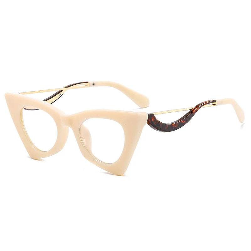 TEEK - Cat Eye Bar Clear Eyeglasses EYEGLASSES theteekdotcom C14 Beige