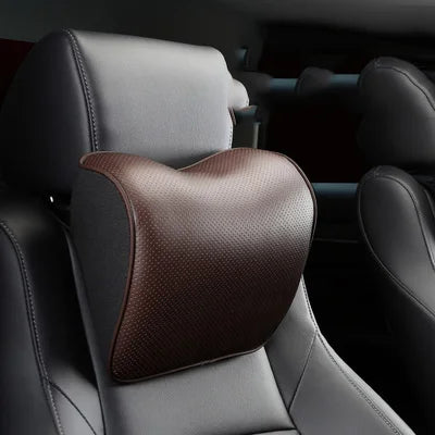 TEEK - Genuine Leather Automobile Pillows AUTO ACCESSORIES theteekdotcom coffee head 1pcs
