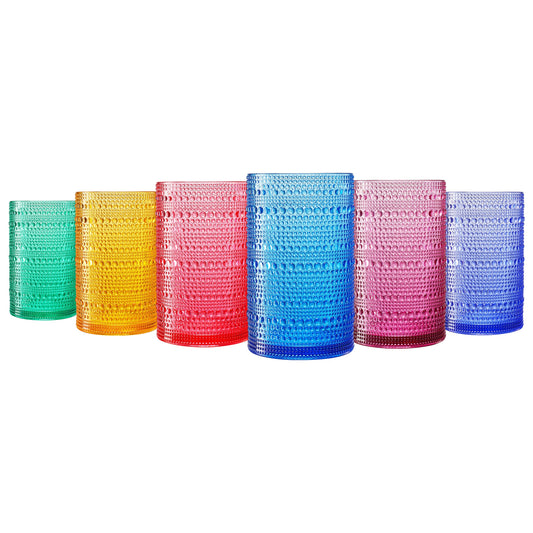 TEEK - Madrid Acrylic Highball Hobnail Glassware Set of 6 HOME DECOR TEEK KS