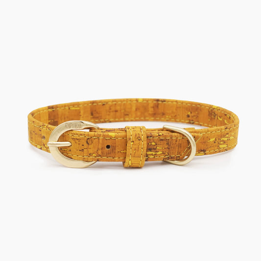 TEEK - Honey Yellow Cork Leather Collar PET SUPPLIES TEEK DIP XS Gold Color