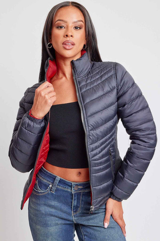 TEEK - Womens Winter Reversible Fitted Puffer Jacket JACKET TEEK YMJ Black/Red S