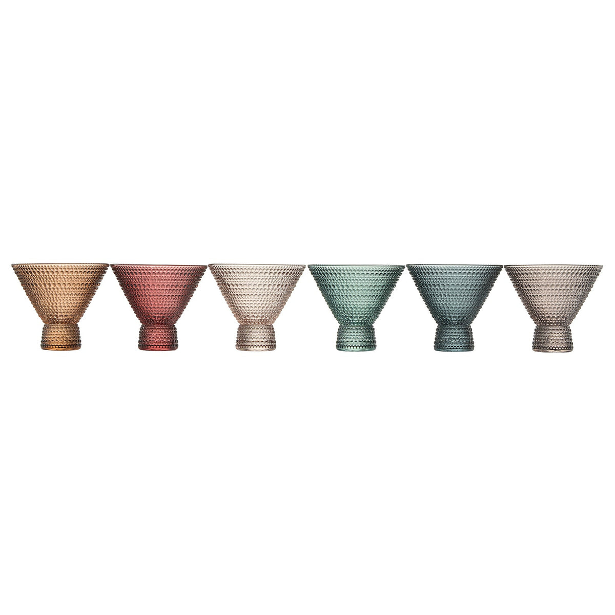 TEEK - Tonal Hobnail Martini Cocktail Glassware Set of 6 HOME DECOR TEEK KS
